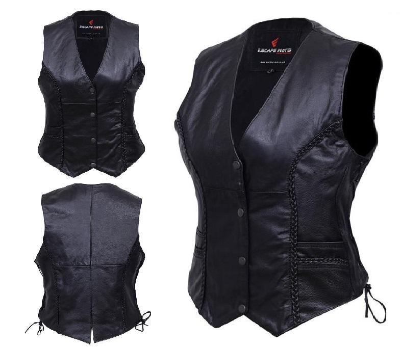 GENUINE LEATHER VEST FOR WOMEN(EM10392) - Escape Moto Gears