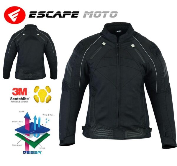 Motorcycle Ladies Textile Black Jacket (EM10358) - Escape Moto Gears