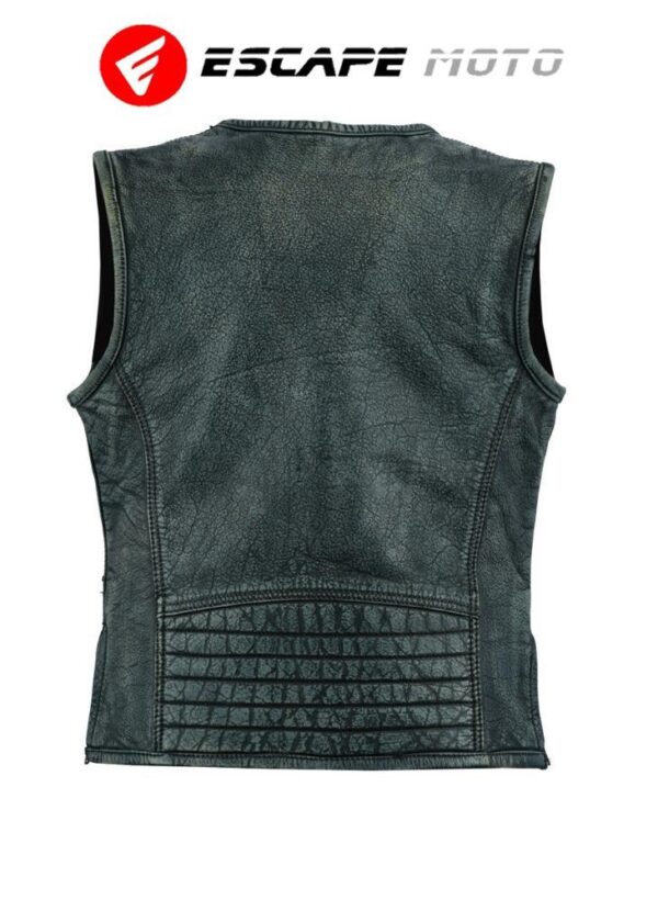 GENUINE LEATHER MOTORCYCLE VEST (EM10382) - Escape Moto Gears