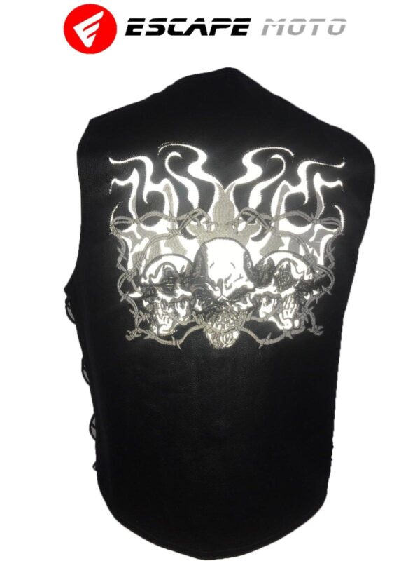 GENUINE LEATHER SKULL VEST (EM10383) - Escape Moto Gears