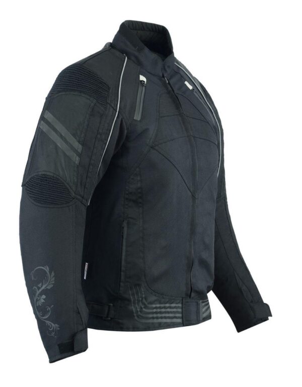 Motorcycle Ladies Textile Black Jacket (EM10358) - Escape Moto Gears